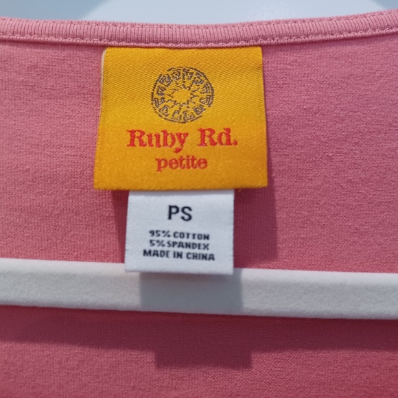 NWT RUBY ROAD PETITE SMALL SILVER METALLIC EMBELLISHED BOHO COTTON TOP! - Picture 3 of 4